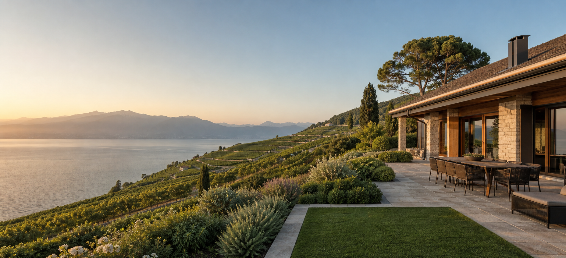 Villa avec vue sur le lac Léman et les vignobles du Lavaux